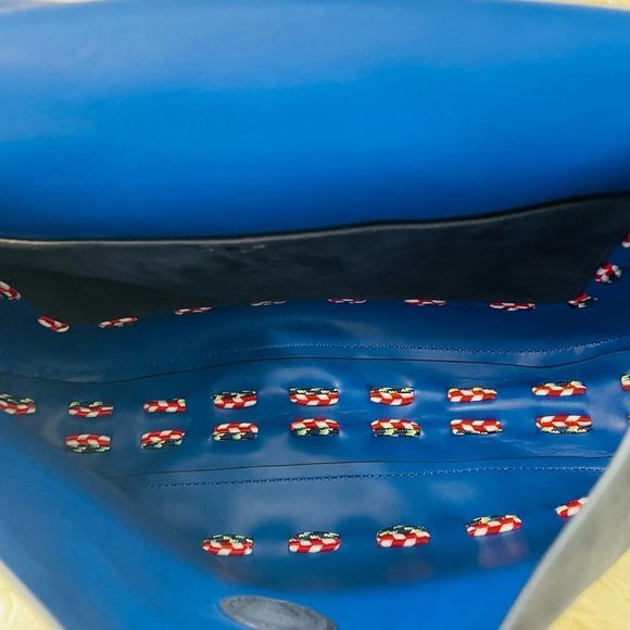 Tory Burch Sawyer Stitch Navy Suede Leather Shoulder Bag - Picture 9 of 11